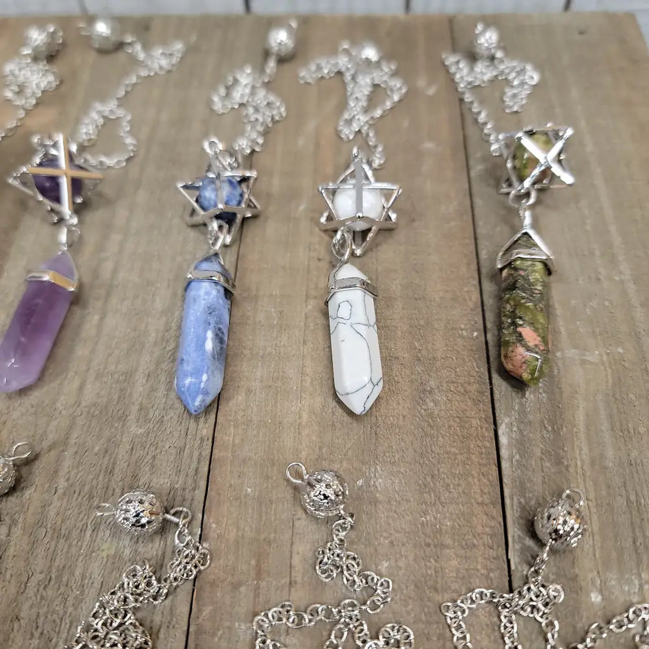3 PIECE MERKABA PENDULUM - HOWLITE - Pendulums & Mats