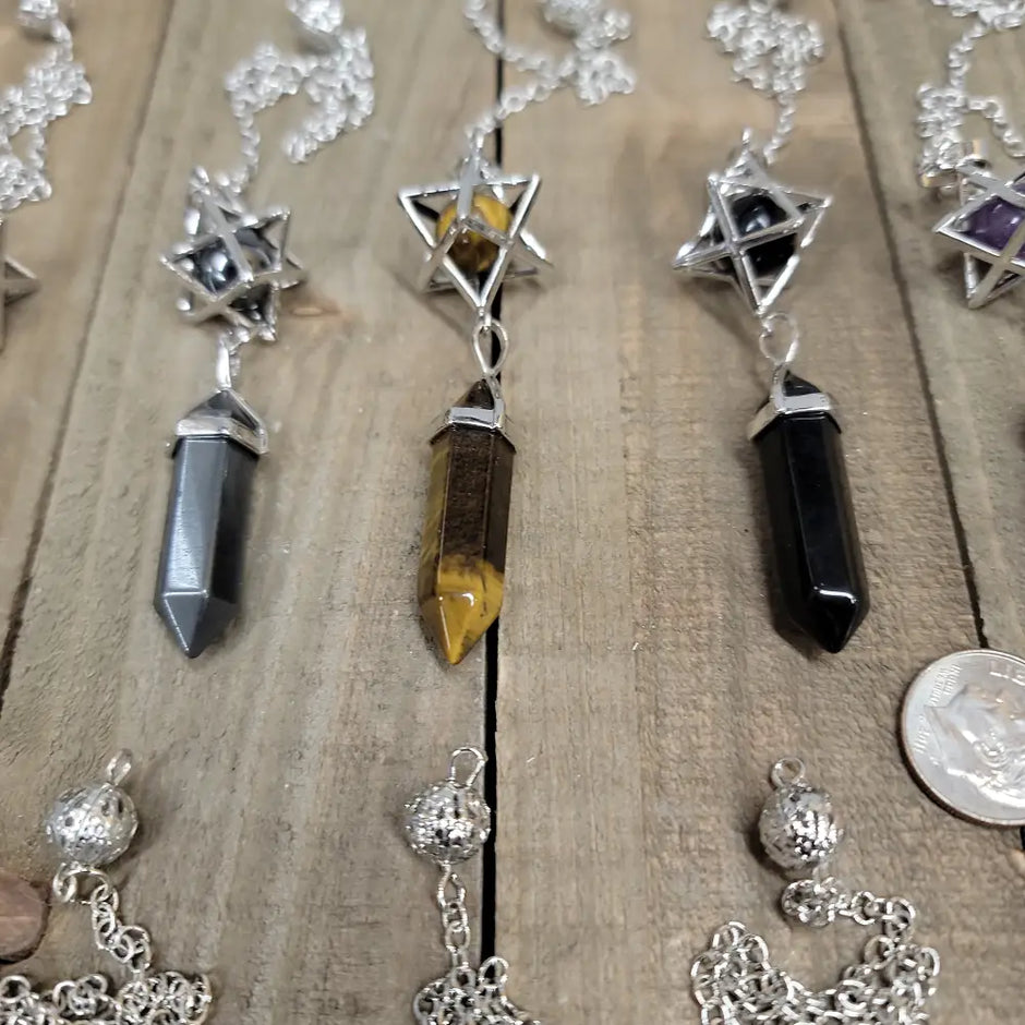 3 PIECE MERKABA PENDULUM - TIGERS EYE - Pendulums & Mats