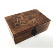 Rectangular 5X 8 inch wooden box with a whimsical unicorn design on the lid, displayed on a white background. Perfect for magical storage and enchanted organization.