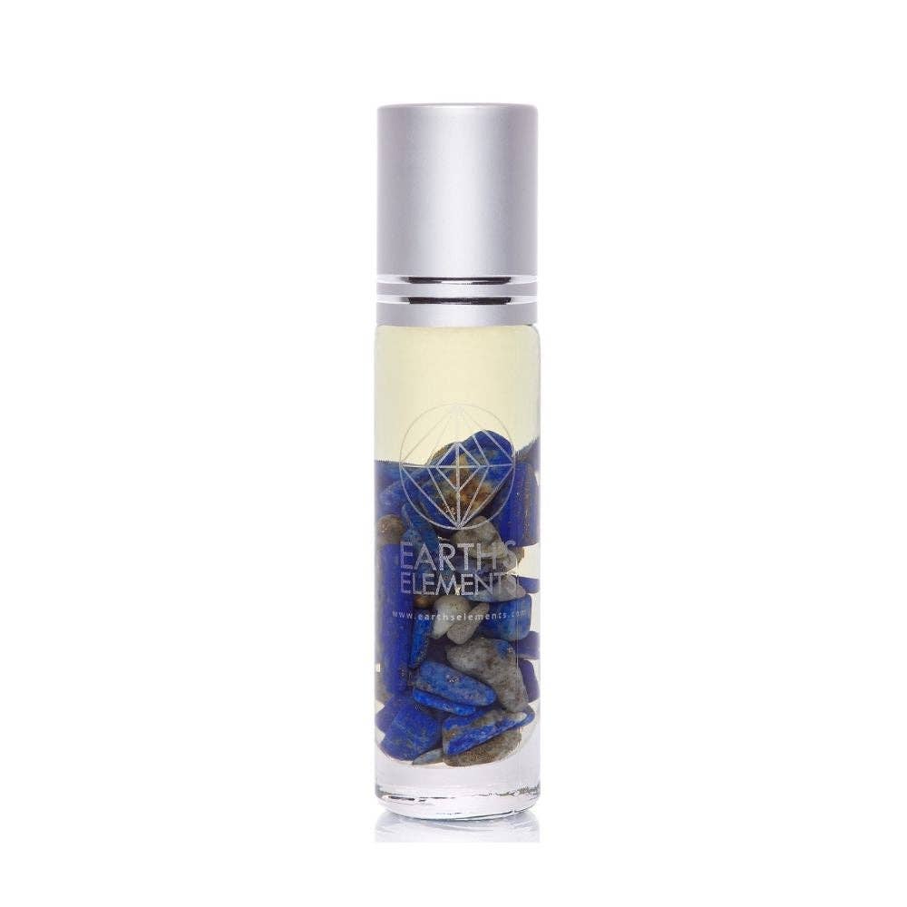 Earth’s Elements Wellness Focus Meditation Essential Oil + Sodalite Crystal Roll-On (Lemon + Peppermint)