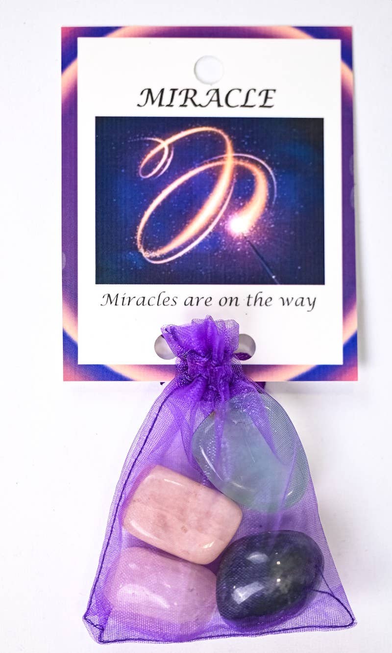 Miracle Crystal Tumble Healing Bag (Aqua Onyx, Moonstone, Moss Agate + Rose Quartz)
