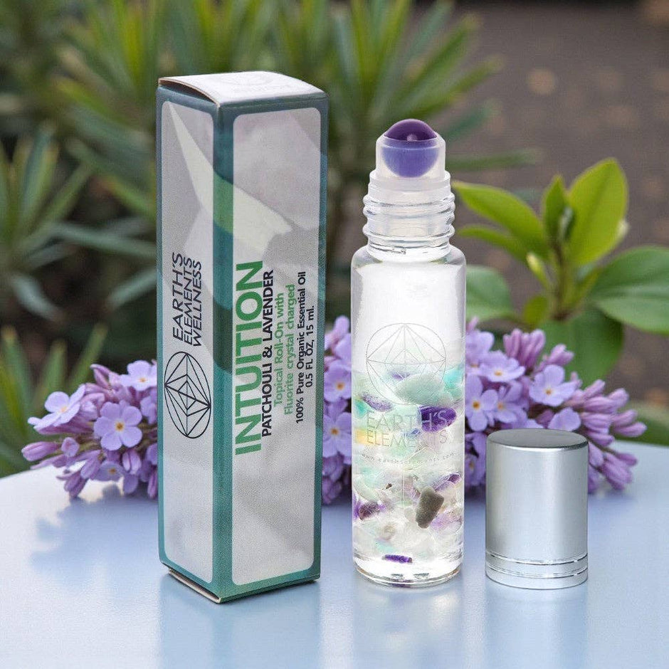 Earth’s Elements Wellness Intuition Essential Oil + Fluorite Crystal Roll-On
