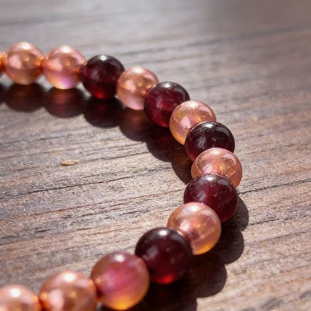 Garnet and Copper Crystal Bead Bracelet