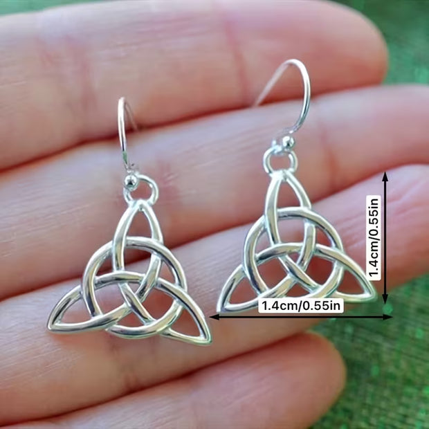 Celtic Knot Silvery Pendant Earrings – .55" x .55"