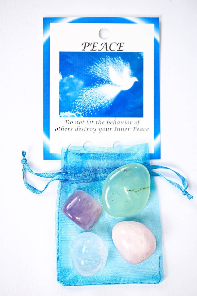 Peace Crystal Tumble Healing Bag (Rose Quartz, Clear Quartz, Amethyst + Aqua Onyx)