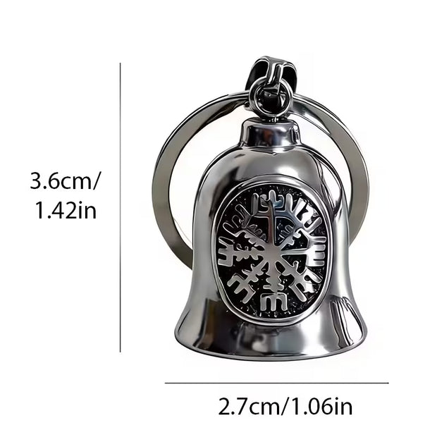 Keychain Bell Silver Tone with Helm of Awe Design (3" Total Length)