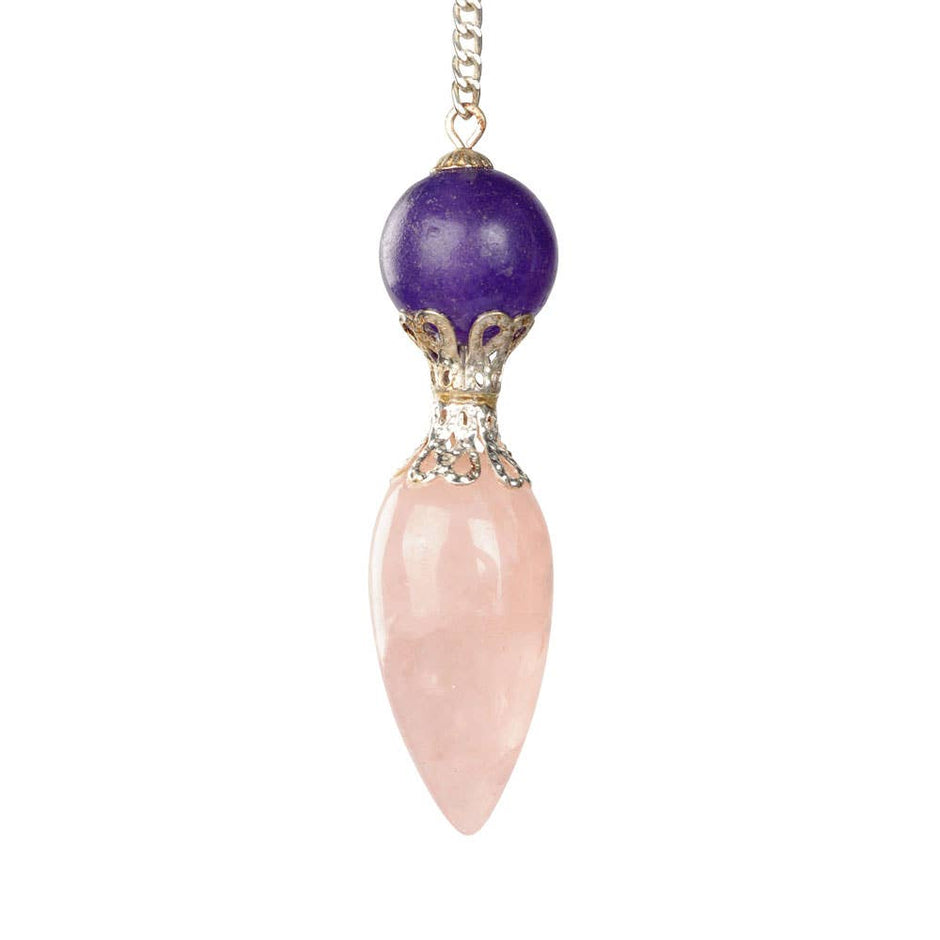 Rose Quartz & Amethyst Pendulum (2")