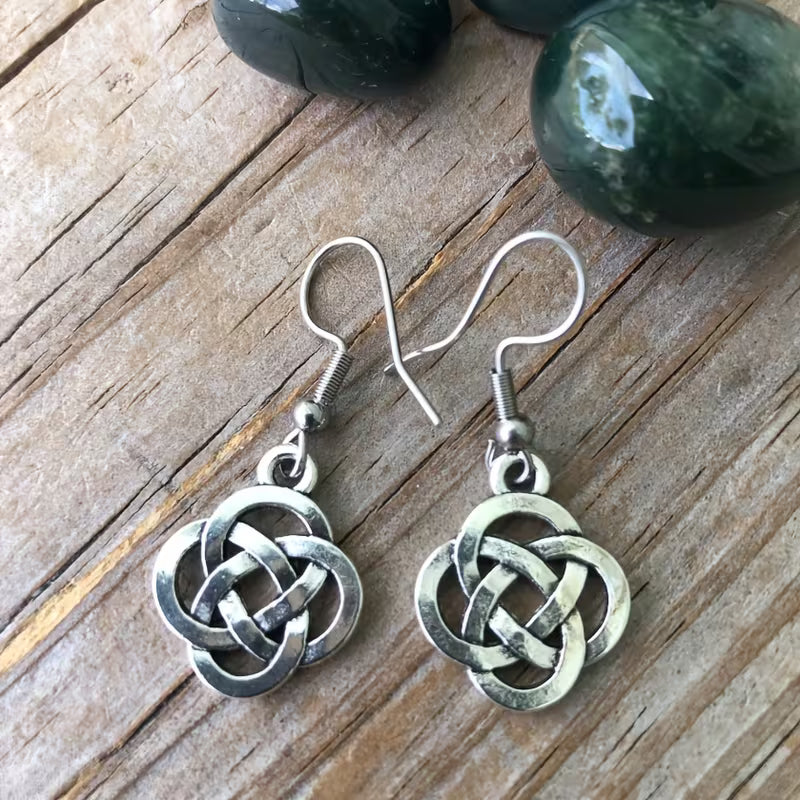 Celtic Knot Drop Earrings – Irish Woven Knot Earrings (Symbol of Eternal Love) – .79