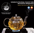 Vintage Glass Teapot, 50OZ Stovetop Safe Borosilicate Tea Kettle