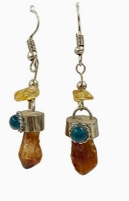 Raw Stone Dangle Earrings (Assorted Stones) – Stainless Steel