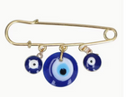 Evil Eye Heavy Duty Safety Pin (Large, 2.5”) — Triple Evil Eye Charm