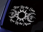 Live by the Sun – Love by the Moon Vinyl Sticker (Sun & Moon Witch Runes Goddess) — 3.36” x 4.72”
