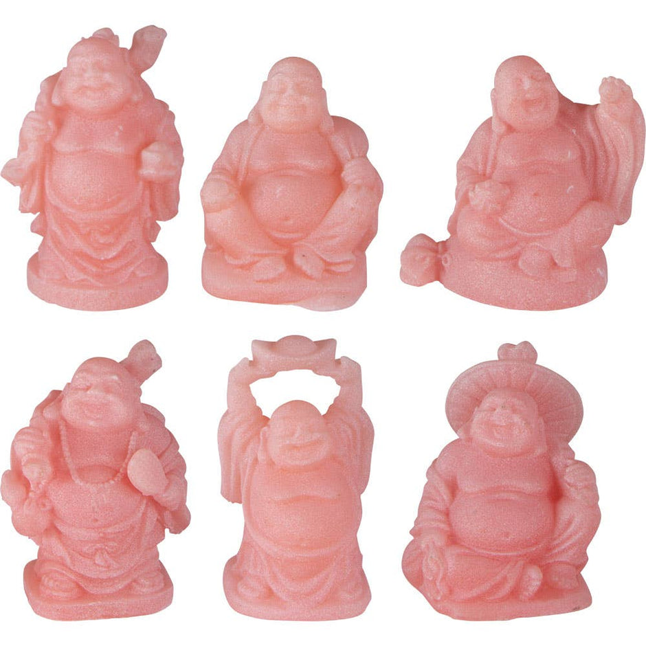 Frosted Acrylic Feng Shui Figurine – 1-inch Buddha (Pink) (Set of 6)