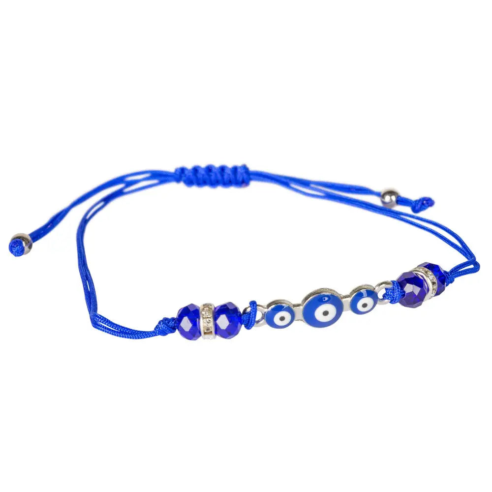 Adjustable Bracelets Blue Evil Eye w/ Gems - Jewelry