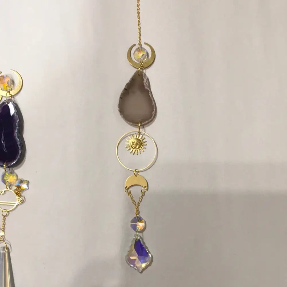 Agate slice sun catchers - Gray - Home Decor