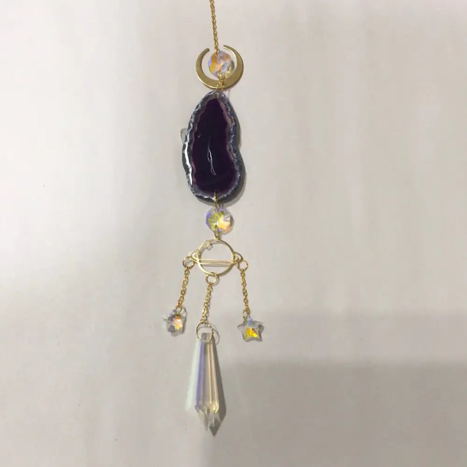 Agate slice sun catchers - Purple - Home Decor