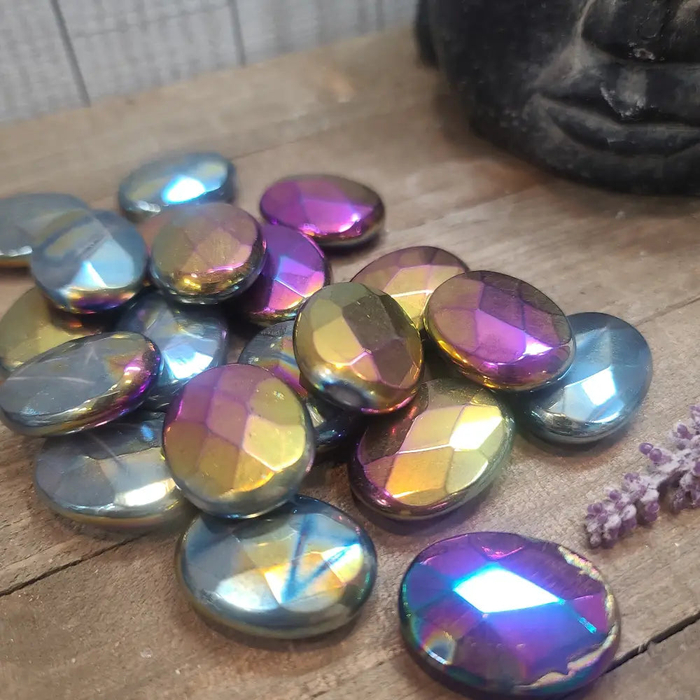 Aura Agate Faceted Oval - Large - Tumbles
