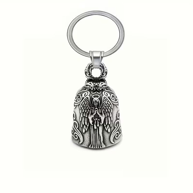 Guardian Angel Bell Keychain (Silver Tone)