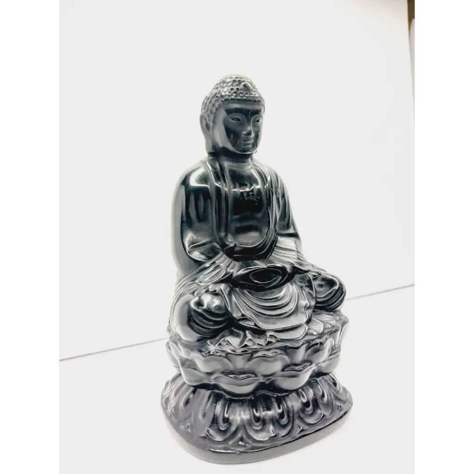 🖤 Black Obsidian Buddha Statue - 6’’ 🌌 - Statues