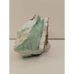 Natural Blue Aragonite specimen with tranquil blue hues and unique formations, displayed on a white background.