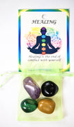 Healing Crystal Tumble Healing Bag (Black Agate, Amethyst, Green Onyx + Golden Quartz)
