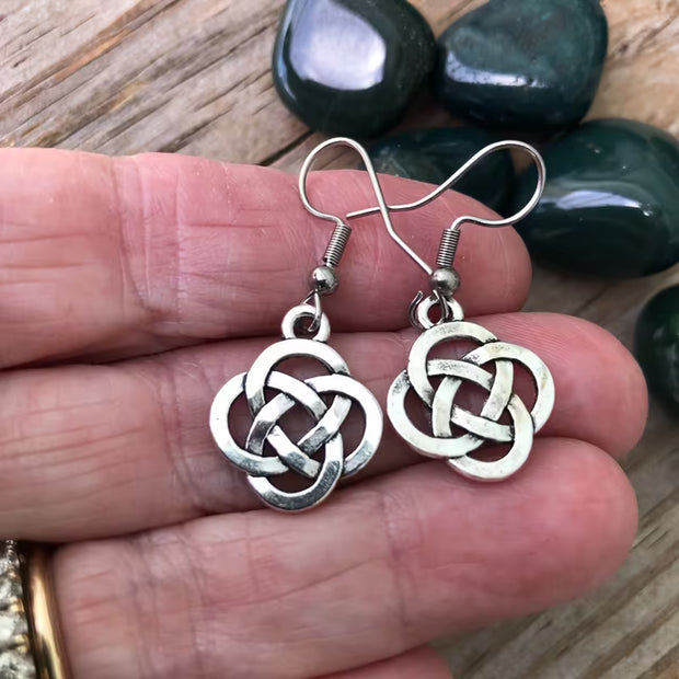 Celtic Knot Drop Earrings – Irish Woven Knot Earrings (Symbol of Eternal Love) – .79"
