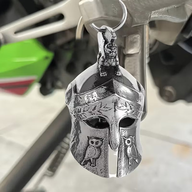 Keychain Bell Silver Tone with Athena’s Helmet (3" Total Length)