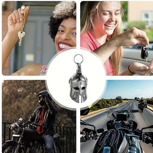 Keychain Bell Silver Tone with Athena’s Helmet (3" Total Length)