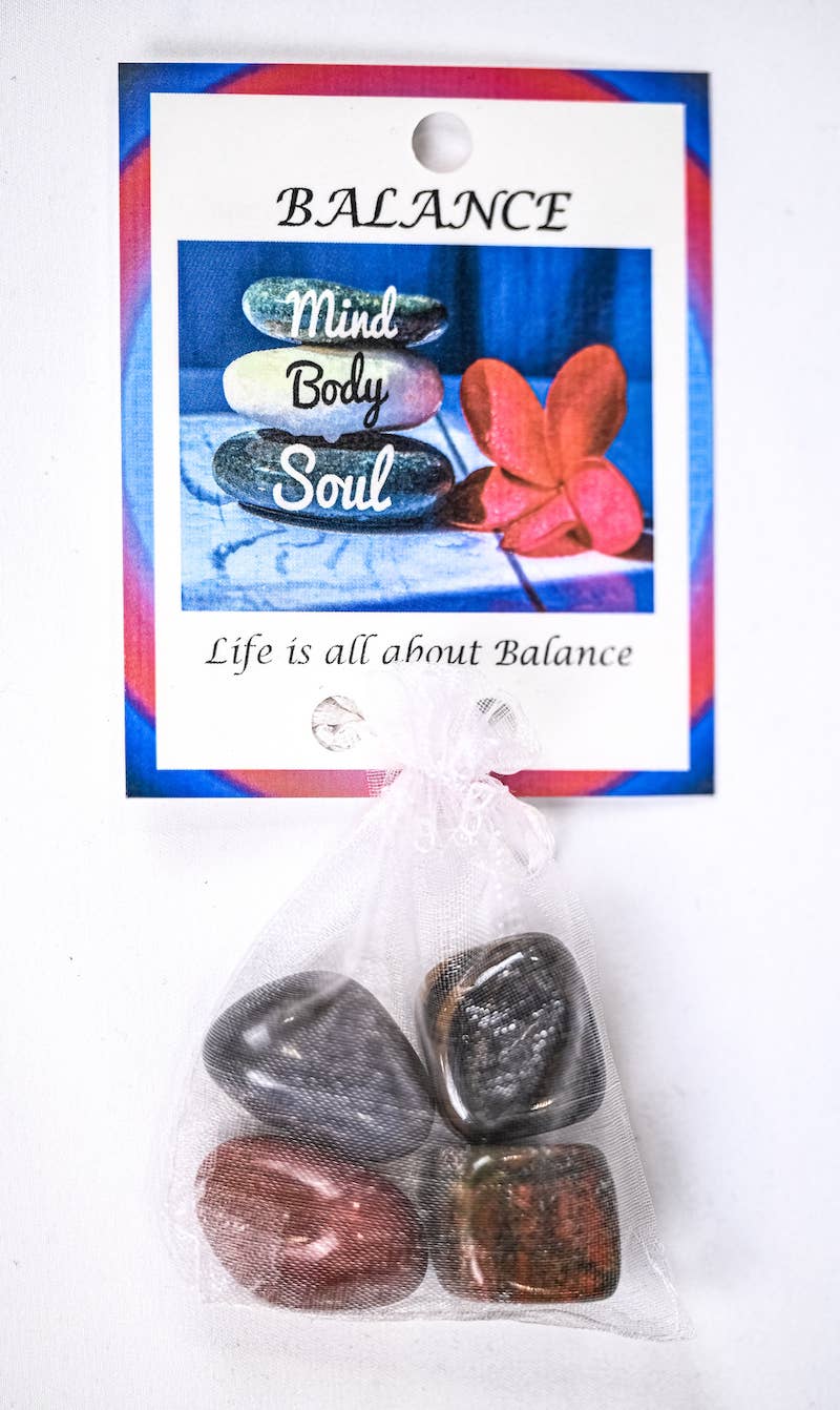 Balance Crystal Tumble Healing Bag (Unakite, Red Jasper, Gray Agate + Tiger’s Eye)