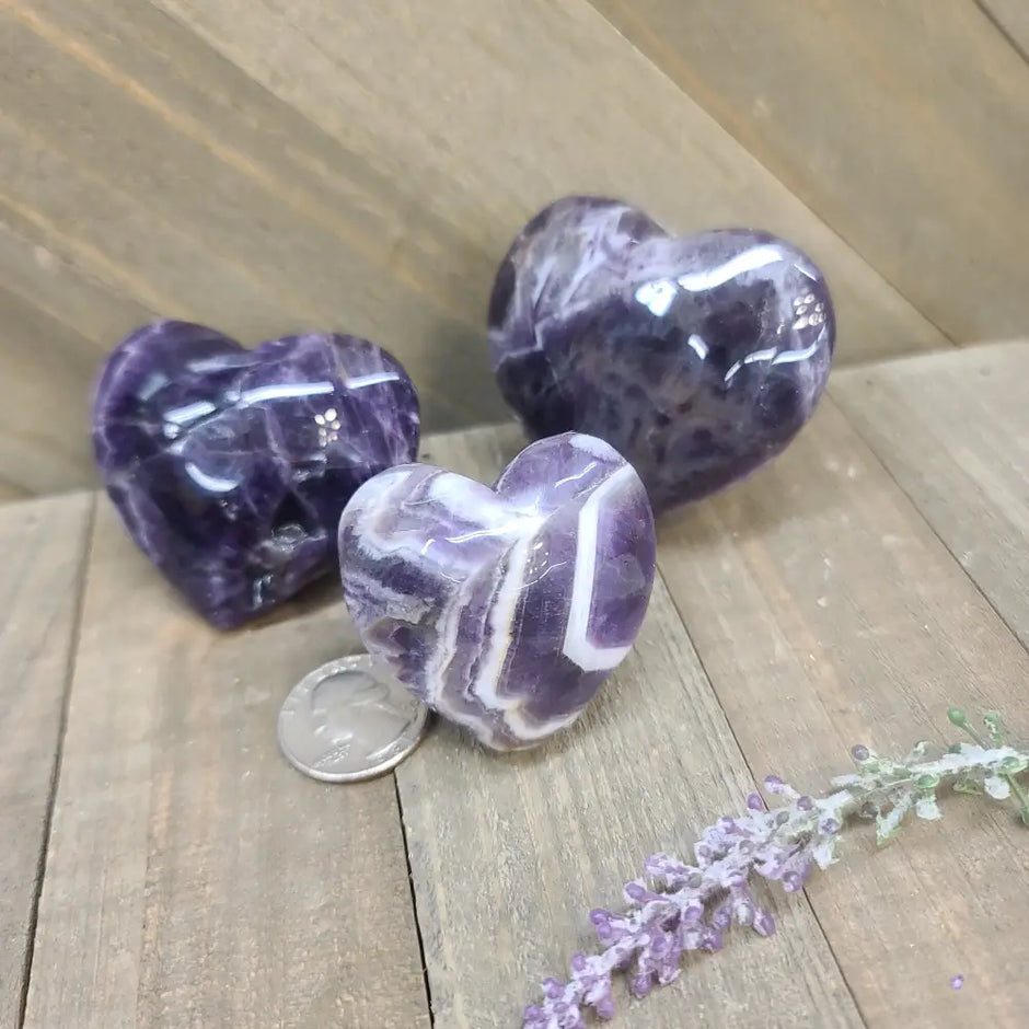 Dream Amethyst Hearts - Carvings