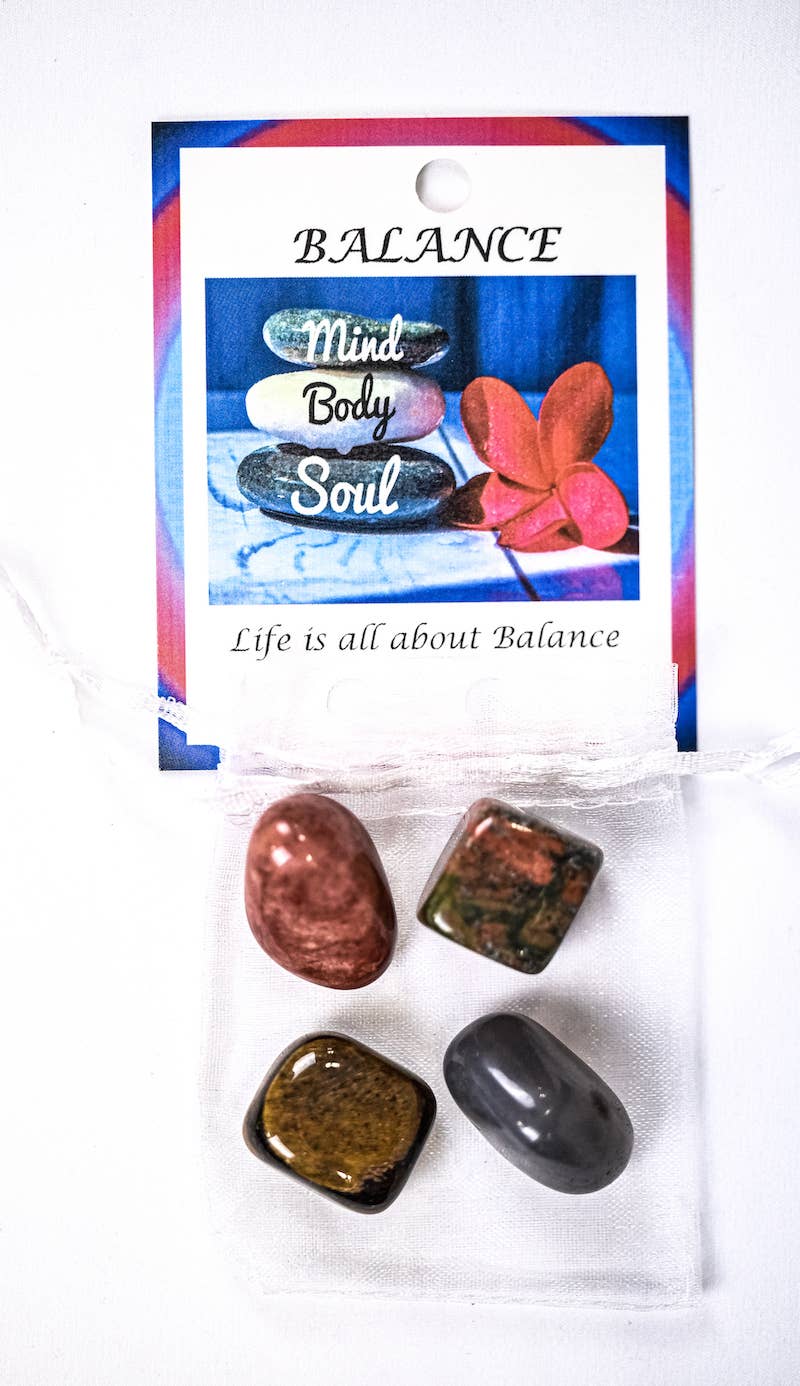 Balance Crystal Tumble Healing Bag (Unakite, Red Jasper, Gray Agate + Tiger’s Eye)
