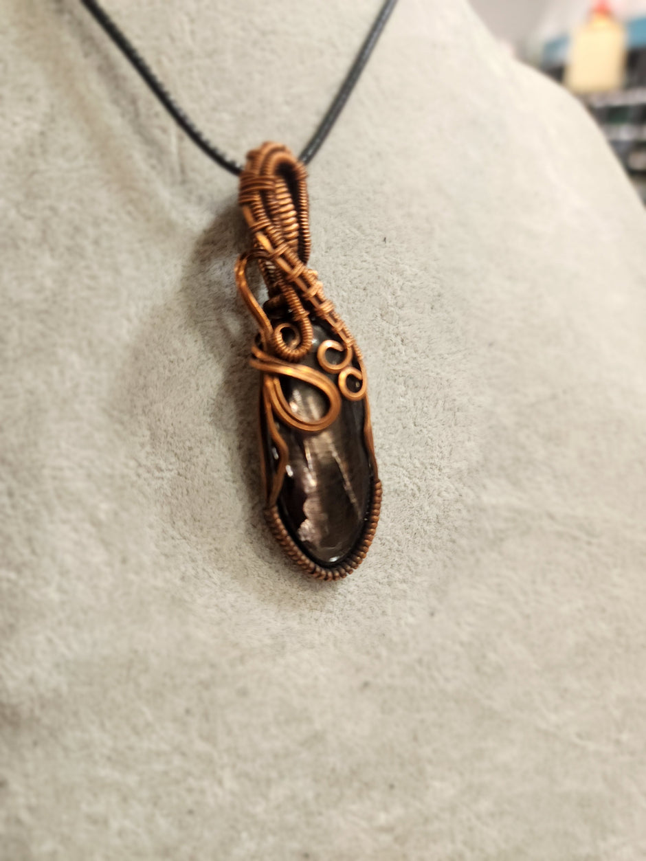 Exquisite Copper Wire Wrapped Stone Pendants - Hypersthene - Jewelry