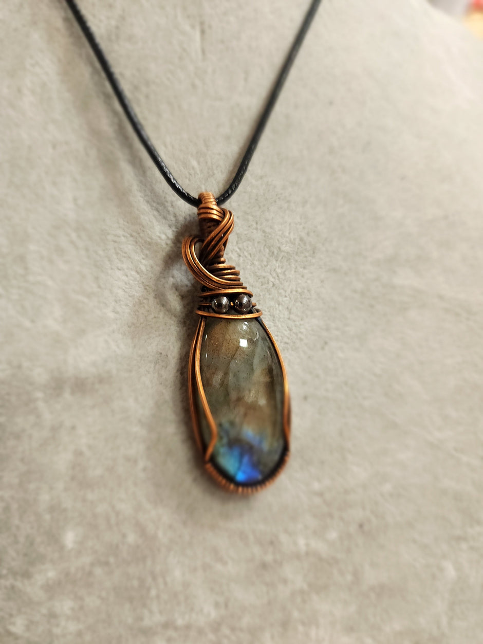 Exquisite Copper Wire Wrapped Stone Pendants - Ladradorite.. - Jewelry