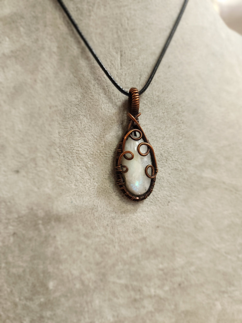 Exquisite Copper Wire Wrapped Stone Pendants - Moonstone - Jewelry