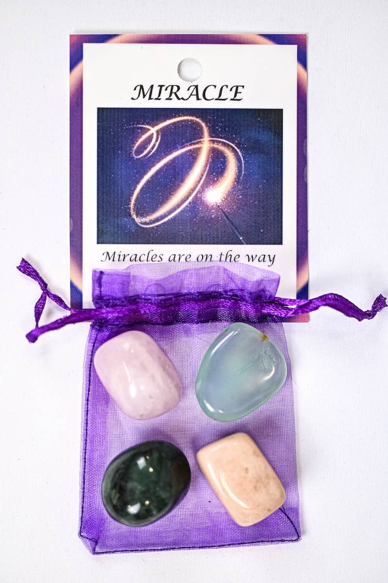 Miracle Crystal Tumble Healing Bag (Aqua Onyx, Moonstone, Moss Agate + Rose Quartz)
