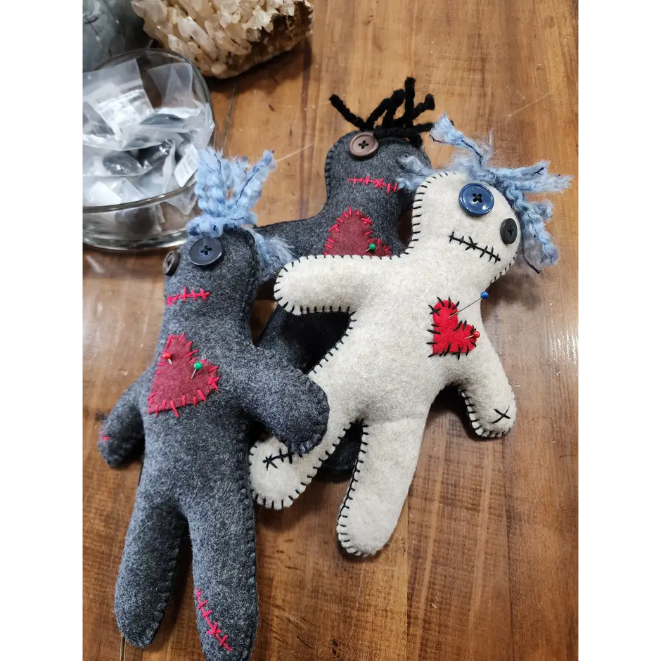 🧵 Felt Poppet with Button Eyes Red Heart - 9.5’’ Tall ❤️ - Pillows Blankets & Stuffed Creatures