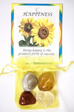 Happiness Crystal Healing Bag (Yellow Onyx, Peach Aventurine, Indian Agate + Clear Quartz)