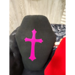 🖤 Fleece Coffin-Shaped Pillow - 19’’ x 13’’ ✨ - Black w/ Pink Cross - Pillows Blankets & Stuffed Creatures