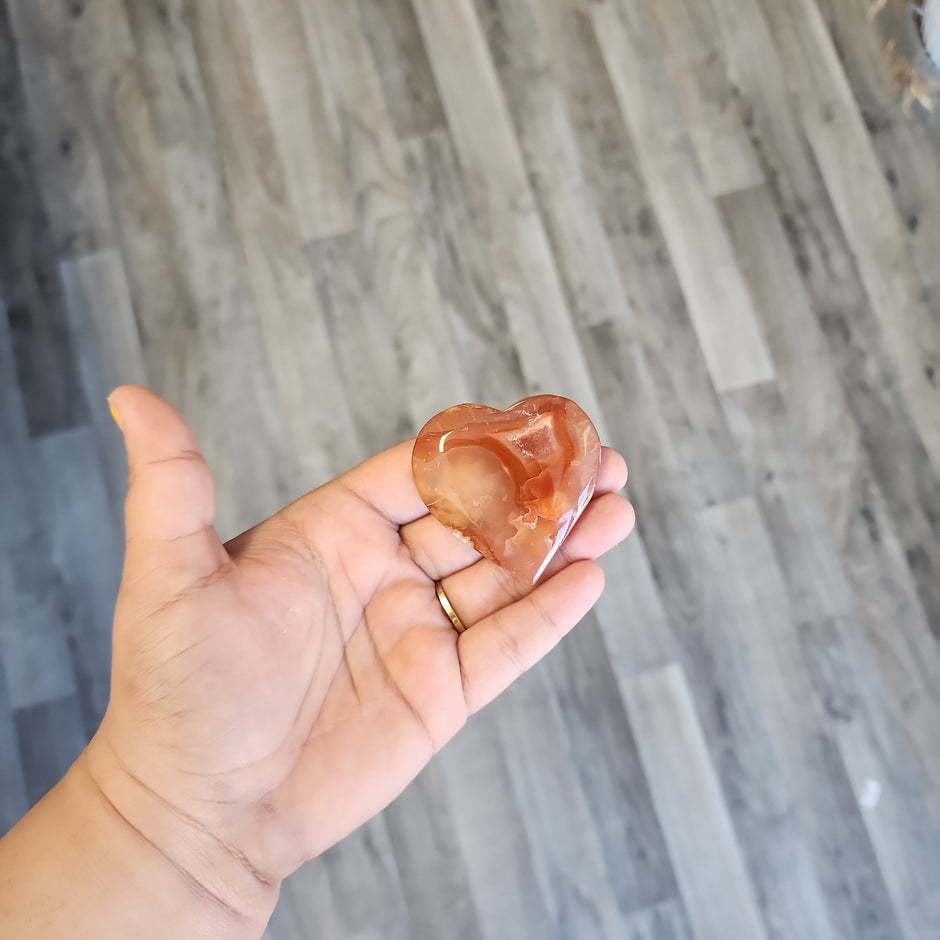 Flower Agate Carnelian Hearts - 1 - Carvings
