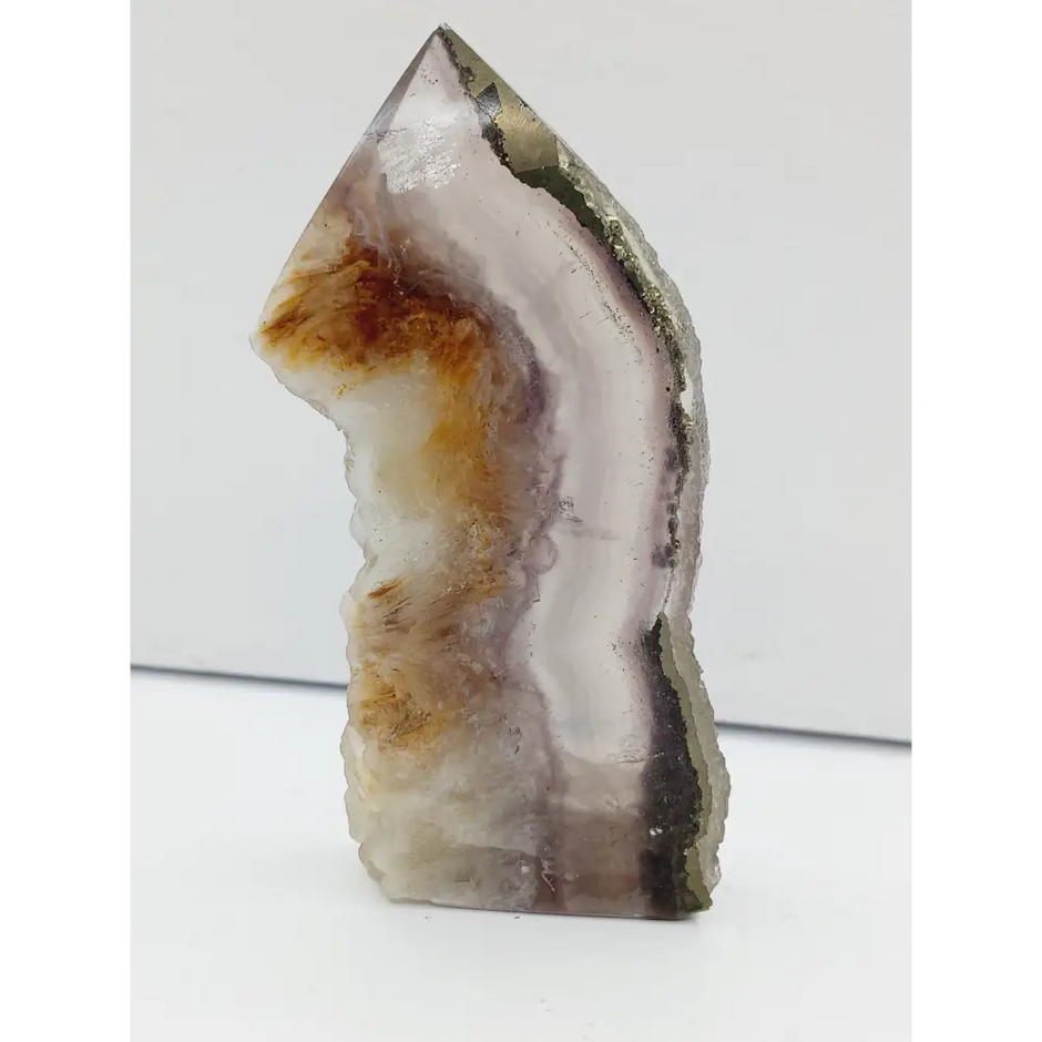 🌈✨ Fluorite and Scolecite with Pyrite Tower – Clarity Peace and Manifestation ⚡ - 12 - 3.75’’ - Towers