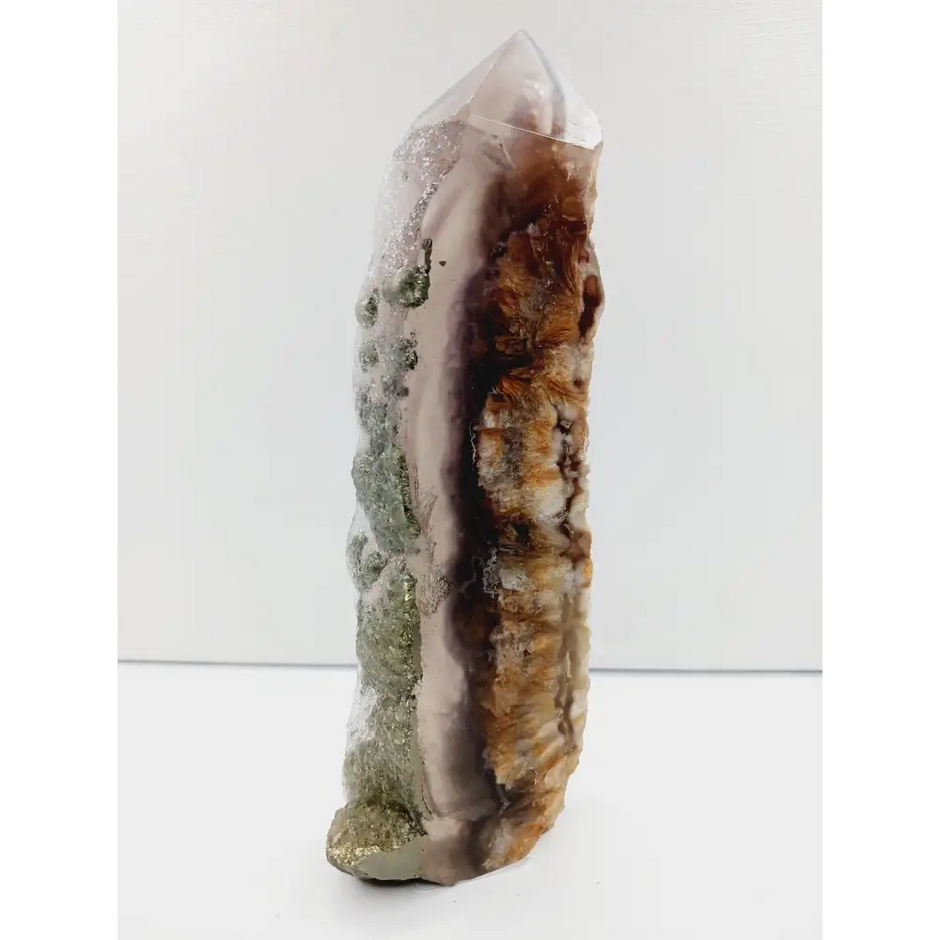 🌈✨ Fluorite and Scolecite with Pyrite Tower – Clarity Peace and Manifestation ⚡ - 1 - 6.75’’ - Towers