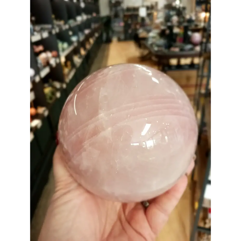 Giant Rose Quartz Sphere – Heart Chakra Healing Crystal | The Mystical Moons - Spheres