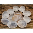 Hand-polished girasol quartz heart with a soft, milky translucence and gentle glow, displayed on a white background. Perfect for gentle clarity, emotional healing, and loving energy.