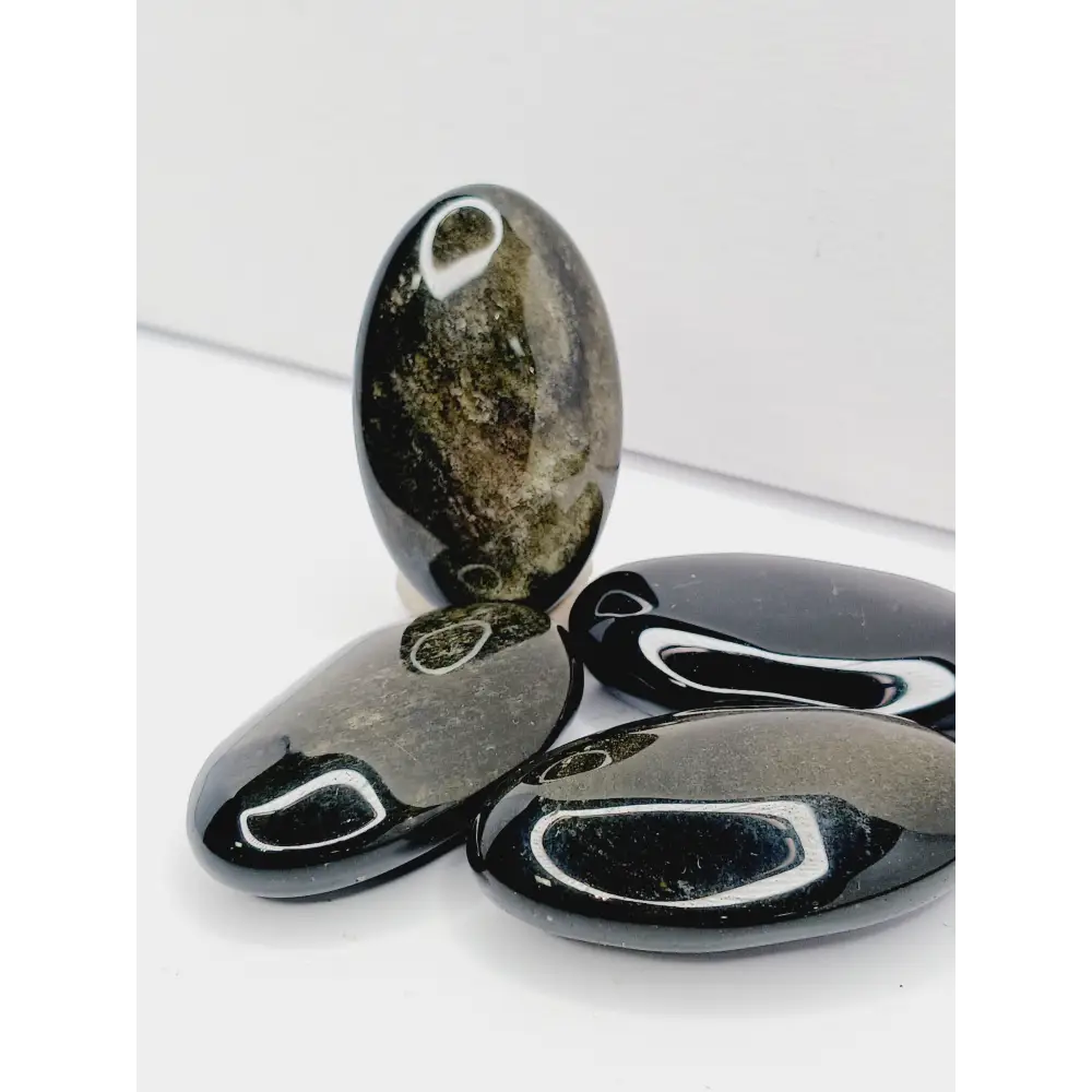 🌟🖤 Golden Sheen Obsidian Palmstone – Protection Empowerment and Inner Clarity ✨ - PALM