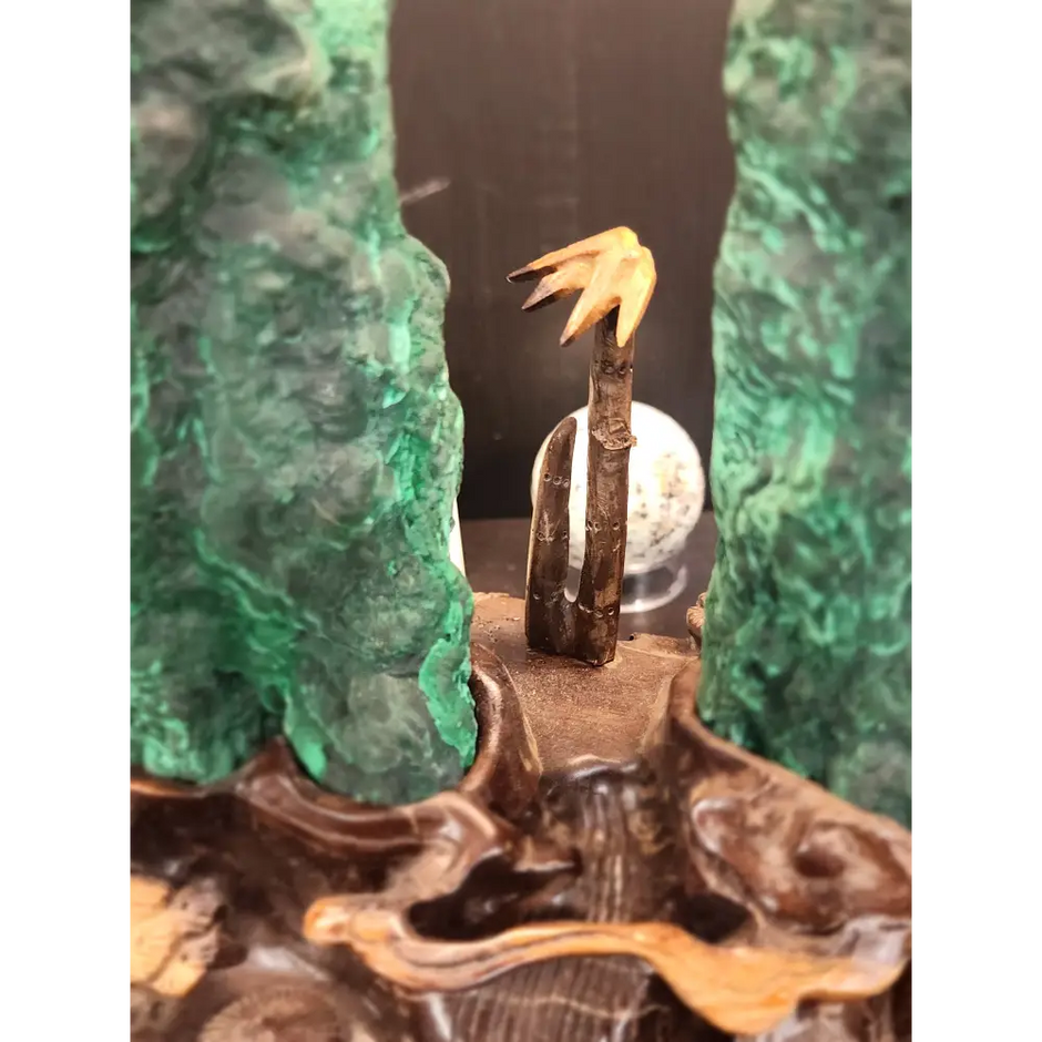 🌴💚 Gorgeous Double Malachite Tower Specimen with Palm Tree Scenery – Nature’s Artistry & Heart Healing! ✨ - Specimens