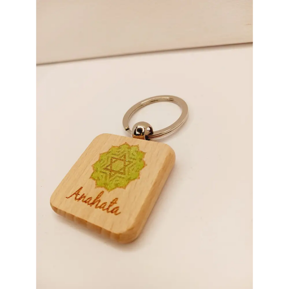 🌈 Handmade Wooden Chakra Keychains 🌈 - Anahata - Heart Chakra