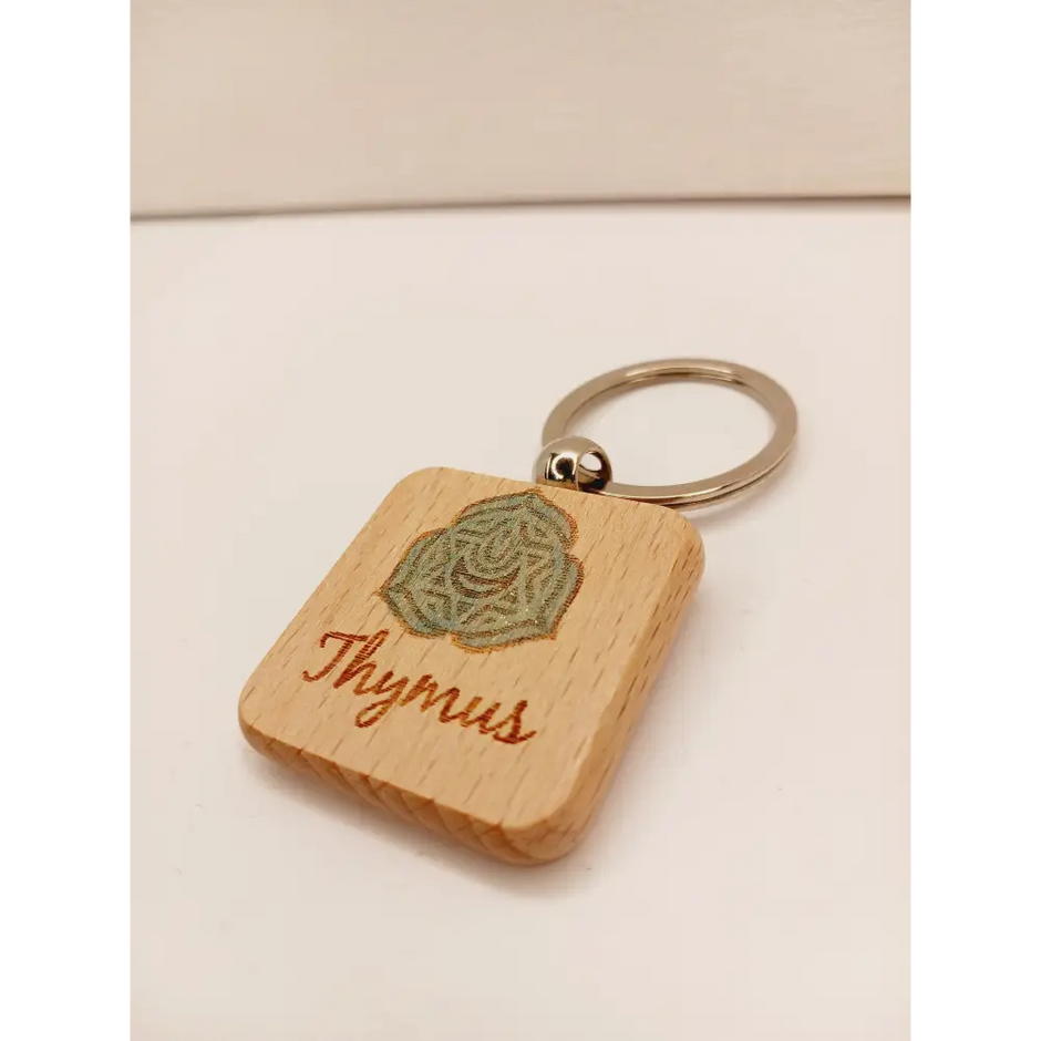 🌈 Handmade Wooden Chakra Keychains 🌈 - Thymus - HIgher Heart Chakra