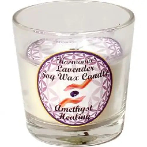 Soy votive candles with embedded gemstones, displayed on a white background. Perfect for intention setting, crystal energy, and sacred ambiance.