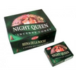 Box of HEM Night Queen Incense Cones with individual cones displayed, set against a white background. Perfect for mystery, sensuality, and magical evenings.