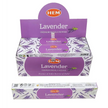 Box of HEM Premium Lavender and White Sage Incense Sticks with individual sticks displayed, set against a white background. Perfect for tranquility, purification, and sacred calm.